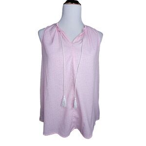 Gap Tassel Sleeveless Circle Block Print Blouse Pink Size Small